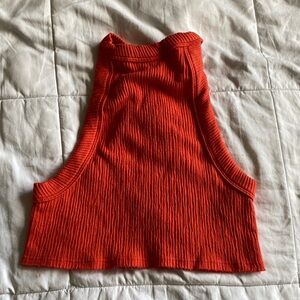 Vibrant Orange Sleeveless Ribbed Top